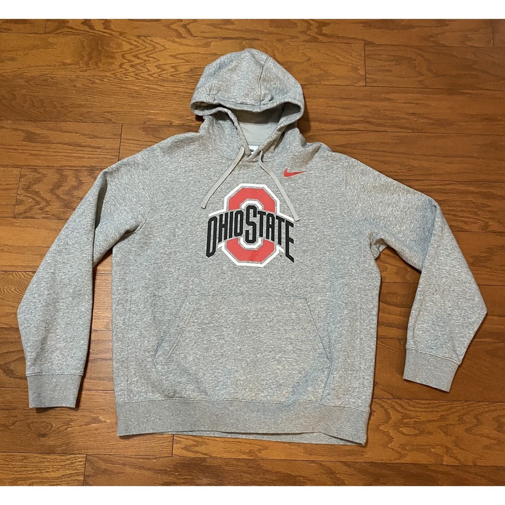 Nike Ohio State Buckeyes Hoodie Mens Large‎ Gray Pullover Sweatshirt Sweater L